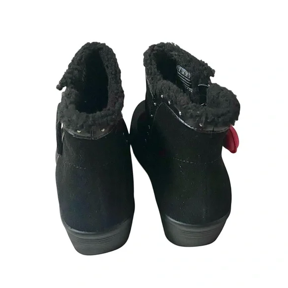 WOMENS SKECHERS SIZE 8 JUMPER SWEET STUD BLACK SUEDE ZIP ANKLE SHERPA TRIM BOOTS - Picture 9 of 12